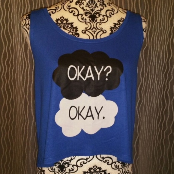 FAULT IN OUR STARS cobalt blue tank top OKAY L XL - Picture 3 of 6